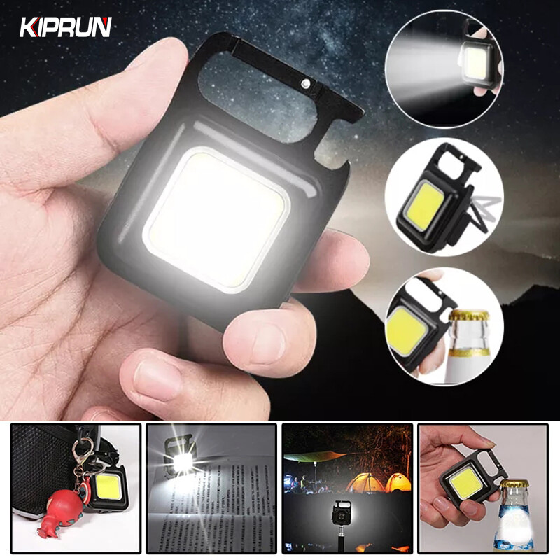 Kiprun đèn pin led mini đèn làm việc đèn pin bỏ túi cầm tay móc khóa sạc usb cho cắm trại ngoài trời nút chai đèn nhỏ