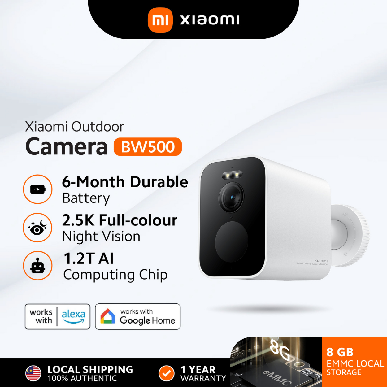Xiaomi Outdoor Camera BW500 | 2.5K Ultra HD Resolution | 6-Month Durable Battery | Professional IP67 Rating | AI Powered Harga 329 Ringgit*Penghantaran Percuma