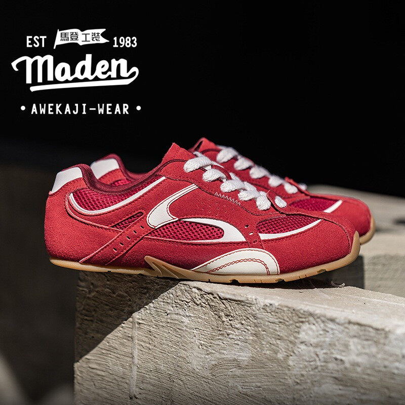 MADEN brand 2025 new red racing shoes for men and women summer breathable mesh German training shoes flat casual board shoes retro trendy shoes ราคา 1,319 บาท*ส่งฟรี