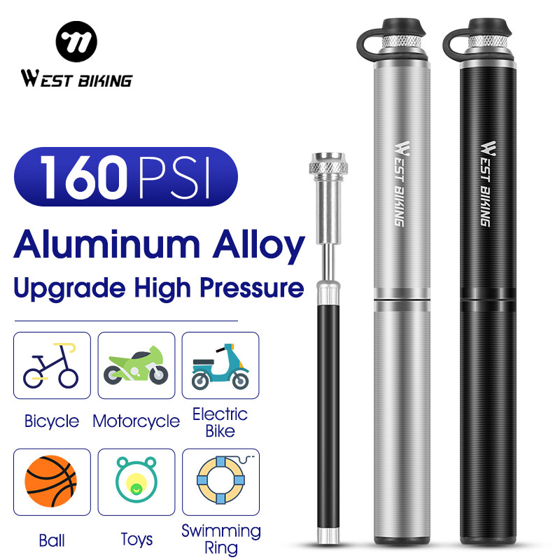  WEST BIKING Bơm Xe Đạp Áp Suất Cao 160PSI Tiện Dụng Máy Bơm Lốp Mini Có Vòi Schrader Presta Van Thông Dụng Bơm Bóng Xe Đạp 