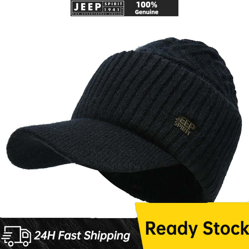 JEEP SPIRIT 1941 ESTD Men's Hat Outdoor Warmth Knitted Cap Casual Winter Thickened Hat ราคา 469 บาท*ส่งฟรี