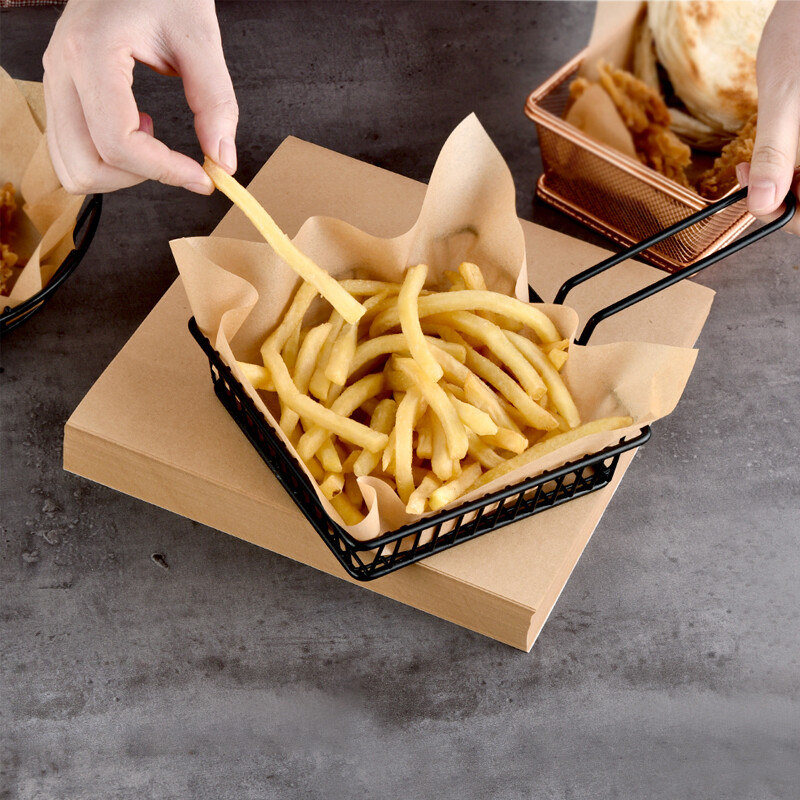 Gambar Smartlife Oil Absorbent Paper 500 PC French Fries Paper  Pad French Fries Oil Absorbent Paper Pad Snack Basket Oil Paper Pad