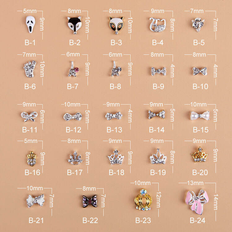 Kim Cương Làm Móng Đồ Trang Sức DIY Nơ Bướm Đầu Hồ Ly Ngọc Trai Màu Vàng Vương Miện Màu Sắc Móng Tay Trang Sức Dán Điện Thoại