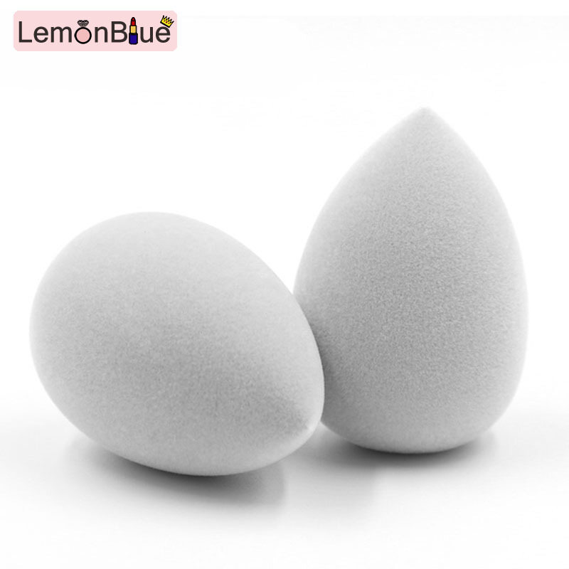 Gambar New Soft Wet and Dry Dual Use Beauty Egg Hydrophilic Gray Drop Shape Makeup Sponge Whole Face Flocking Cosmetic Puff