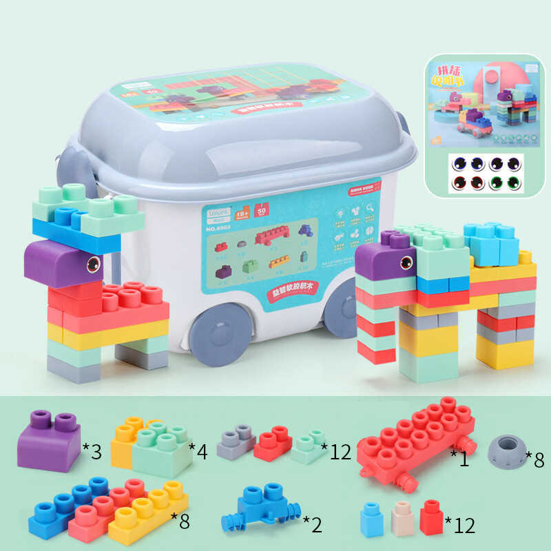 Bafada Baby Soft Glue Building Brick Blocks Set Large Particle Bricks Toy Puzzle Bite Silicone Early Education Assembly Toys Sorter Box Color Package For Oddlers 1- 3 Year Olds ราคา 440 บาท*ส่งฟรี