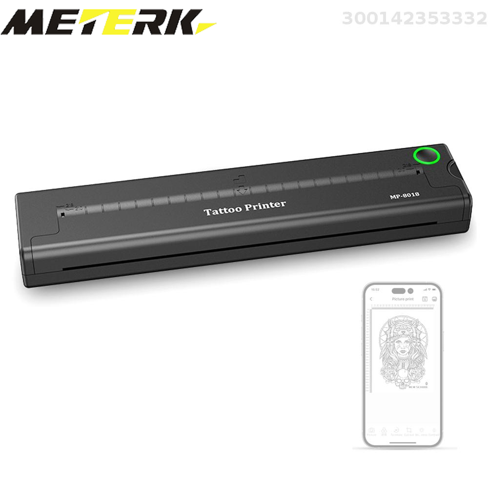 Meterk Portable Bluetooth Tattoos Printer Thermal Transfer Machine with Mobile APP One-click Printing Supports Size/Angle/Cropping/Mirroring/Scale Adjustment and Language Switching 【MP-8018T Built-in 7.4V 2000mAh Lithium 】 ราคา 5,923 บาท*ส่งฟรี