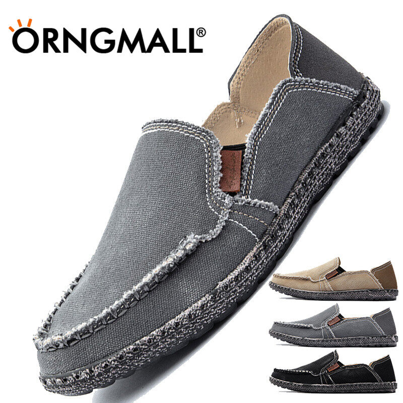 ORNGMALL New Men Canvas Shoes Korean Style Loafers Slip-On Flat Shoes Breathable Wear-Resistant Casual Shoes Fashion Men Shoes Suitable for Daily Life Big Size 39~48 ราคา 719 บาท*ส่งฟรี
