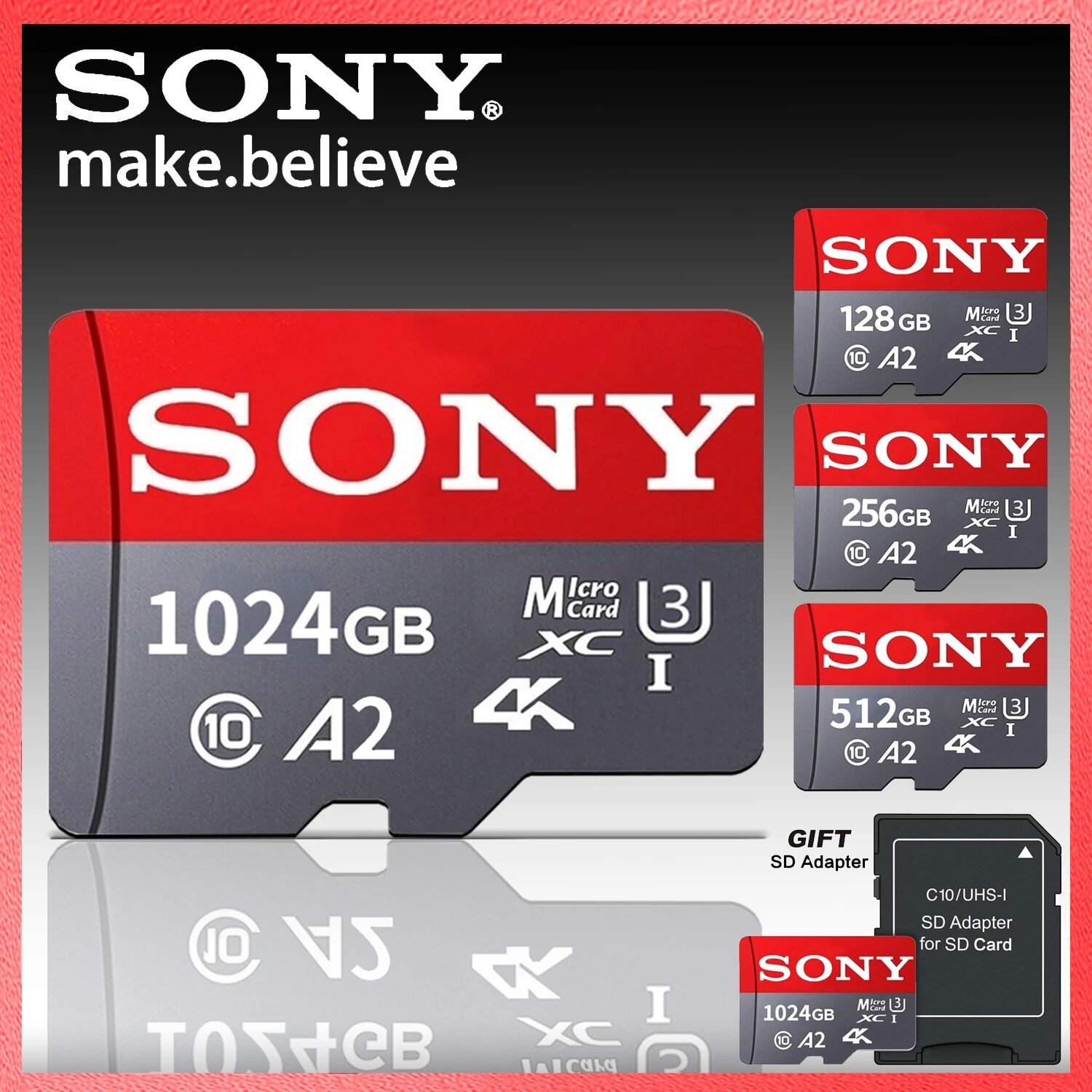 Sony SD Card 2TB 128GB 256GB High Speed Micro TF SD 1024GB 512GB Phone Camera A2U3 V30 Flash Card ราคา 159 บาท*ส่งฟรี