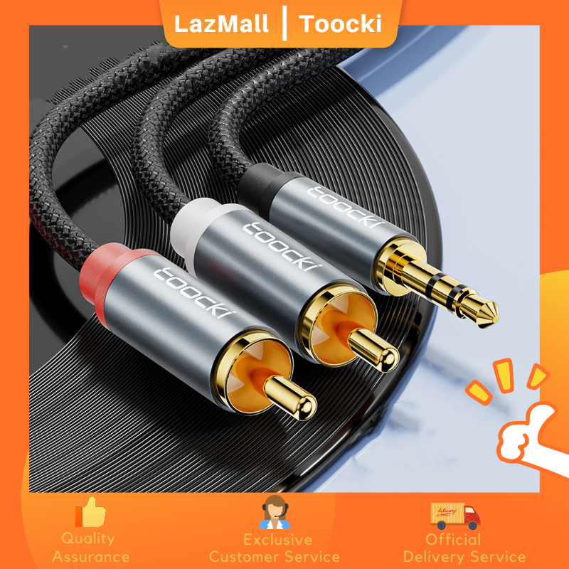 Toocki giắc âm thanh 3.5mm đến 2 rca cáp đực đầu nối giắc rca hifi 3.5mm đực sang 2 đực cho loa máy tính xách tay điện thoại di động đầu nối giắc cắm âm thanh mp3 để bàn