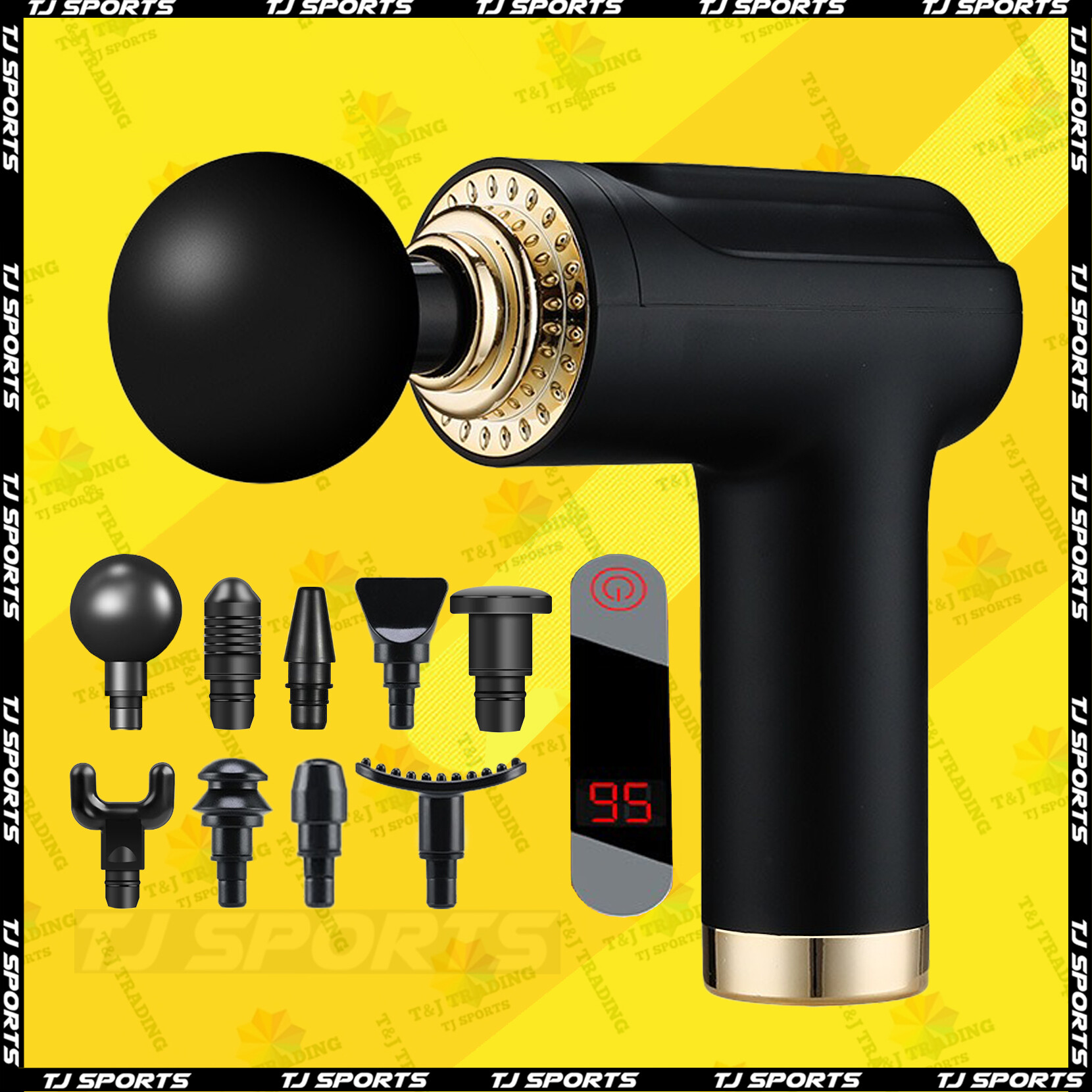Gambar LCD Mini Massage Gun Handheld Health Care Foot Massage Gun 9 Heads New Model Masasge Gun Strong Vibrator Massage Machine TJ SPORTS
