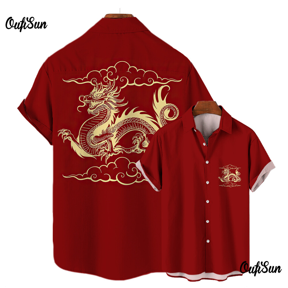 red chinese dragon shirt