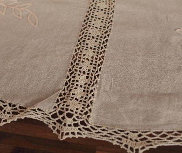 Gambar Top Quality 100 Cotton Round Tablecloth Hand Crochet Cloth Table Cover Indoor Dining Room Kitchen Cafe House Decoration Cloth