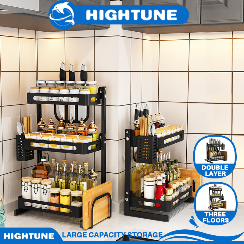 Gambar HIGHTUNE Kitchen Spice Rack Organizer 304 Stainless Steel Seasoning Rack High Capacit Condiment Rack