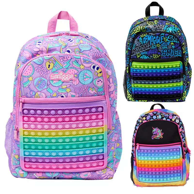 Popies popies smiggle mới Balo cổ điển cặp đi học trẻ em tiểu học