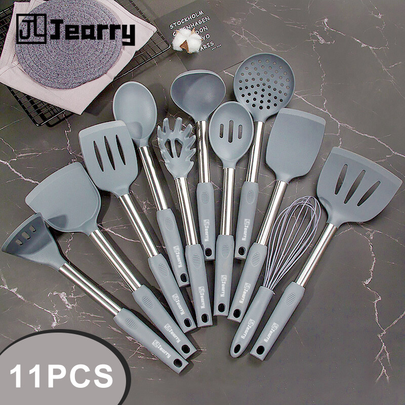 Gambar Jearry Stainless steel handle 11 piece set High temperature resistance  Food grade Silicone kitchen utensils