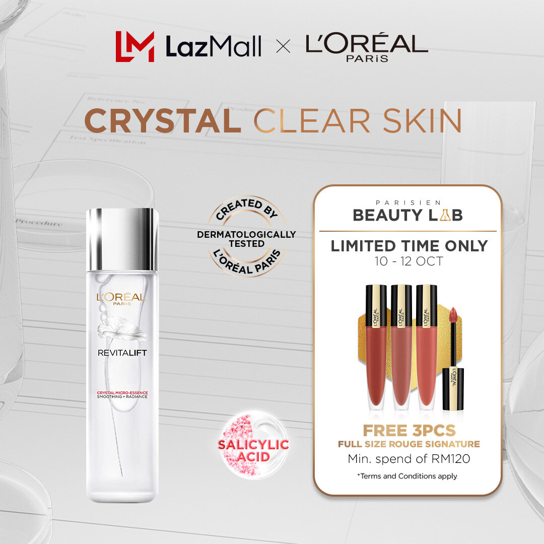 Gambar L Oreal Paris Revitalift Crystal Micro Essence 65ml 130ml (Face Mask, Pore control, Moisturising, Radiance, Skin Care Routine, Simple Skincare, Anti aging, Whitening, Serum, Moisturiser)