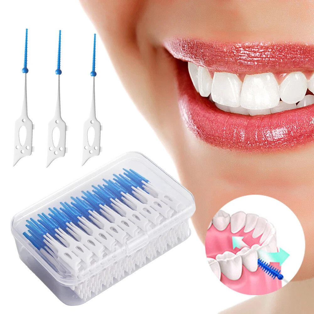 40 cái/hộp Silicone kẽ răng bàn chải siêu mềm làm sạch răng miệng bàn chải chăm sóc răng chỉ nha khoa tăm xỉa răng miệng công cụ