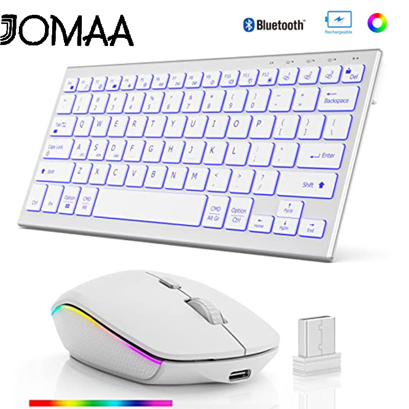 Jomaa bộ bàn phím cho bàn phím máy tính xách tay và chuột bàn phím không dây bàn phím bluetooth bàn phím phát sáng bluetooth không dây bàn phím bluetooth và chuột đa thiết bị 2.4g có thể sạc qua usb bàn phím không phát ra âm thanh gõ cho