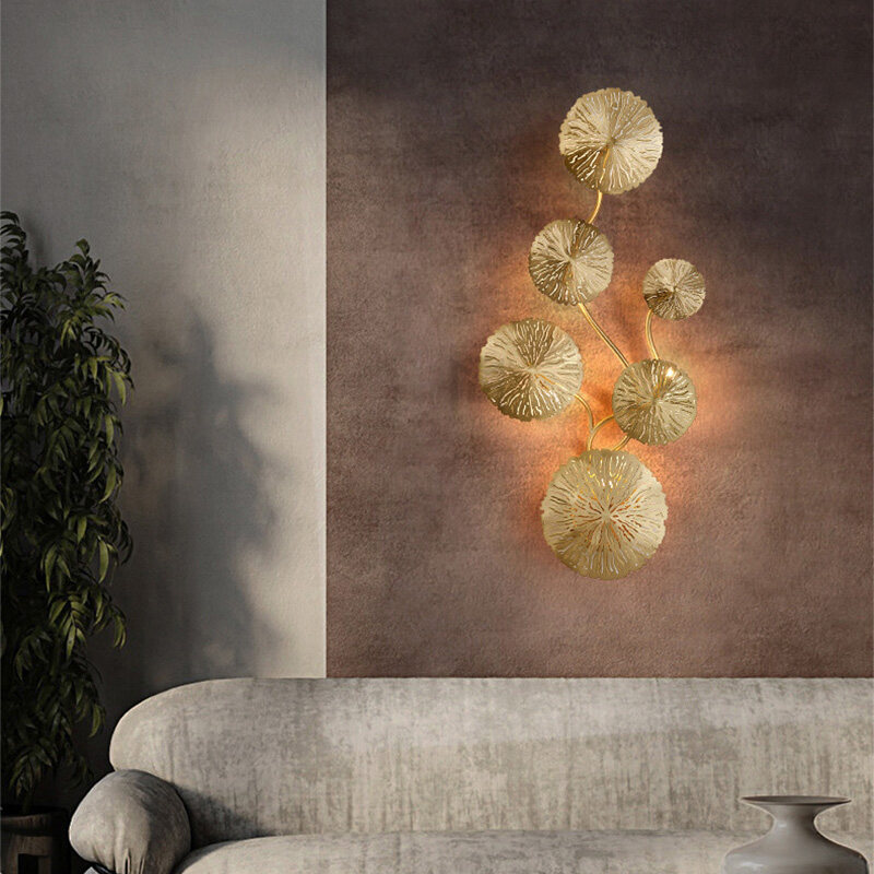 Gold Lotus Leaf Wall Lamp Nordic LED Wall Light Light Luxury Wall Sconce