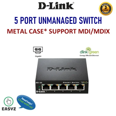 D-LINK DGS-105 DGS-108 5 Port 8 Port 10/100/1000 Gigabit LAN Desktop Unmanaged Switch in Metal Casing support MDI/MDIX (1)