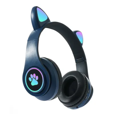 Bluetooth 5.0 LED Light Cat Ears Headset Wireless Earphone Stereo Bass Headphones headphone gaming HIFI TF3.5mm Microphone bluetooth earphone with mic (7)