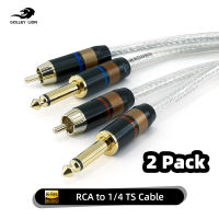GOLLEY LION 1/4 TS to RCA Cable 2 Pack Gold Plated Connectors Heavy Duty 6.35mm TS to RCA Audio Interconnect Cord for AV Receivers Speakers Home Audio Systems Amplifiers