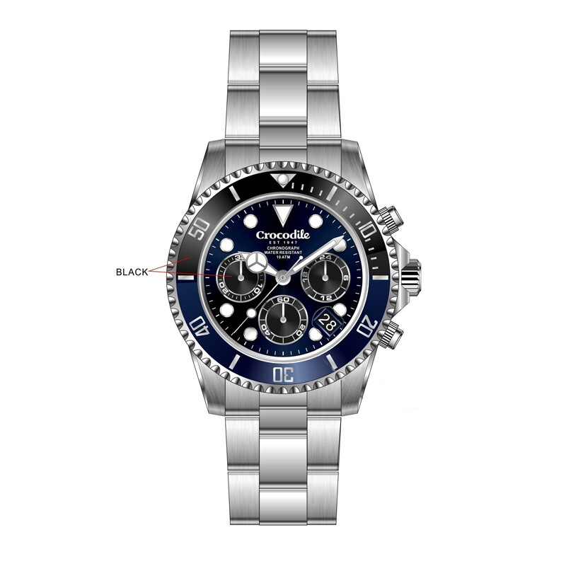 Crocodile Japan Quartz Dual Time Uni Direction Luminous Stainless