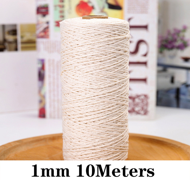M Acrame สายเชือกสตริงผ้าฝ้ายธรรมชาติ M Acrame บิด T Wine ถักงานฝีมือฝีมือ DIY สิ่งทอที่บ้านตกแต่ง (5M หรือ 10M ไม่ใช่ม้วนเดียว)