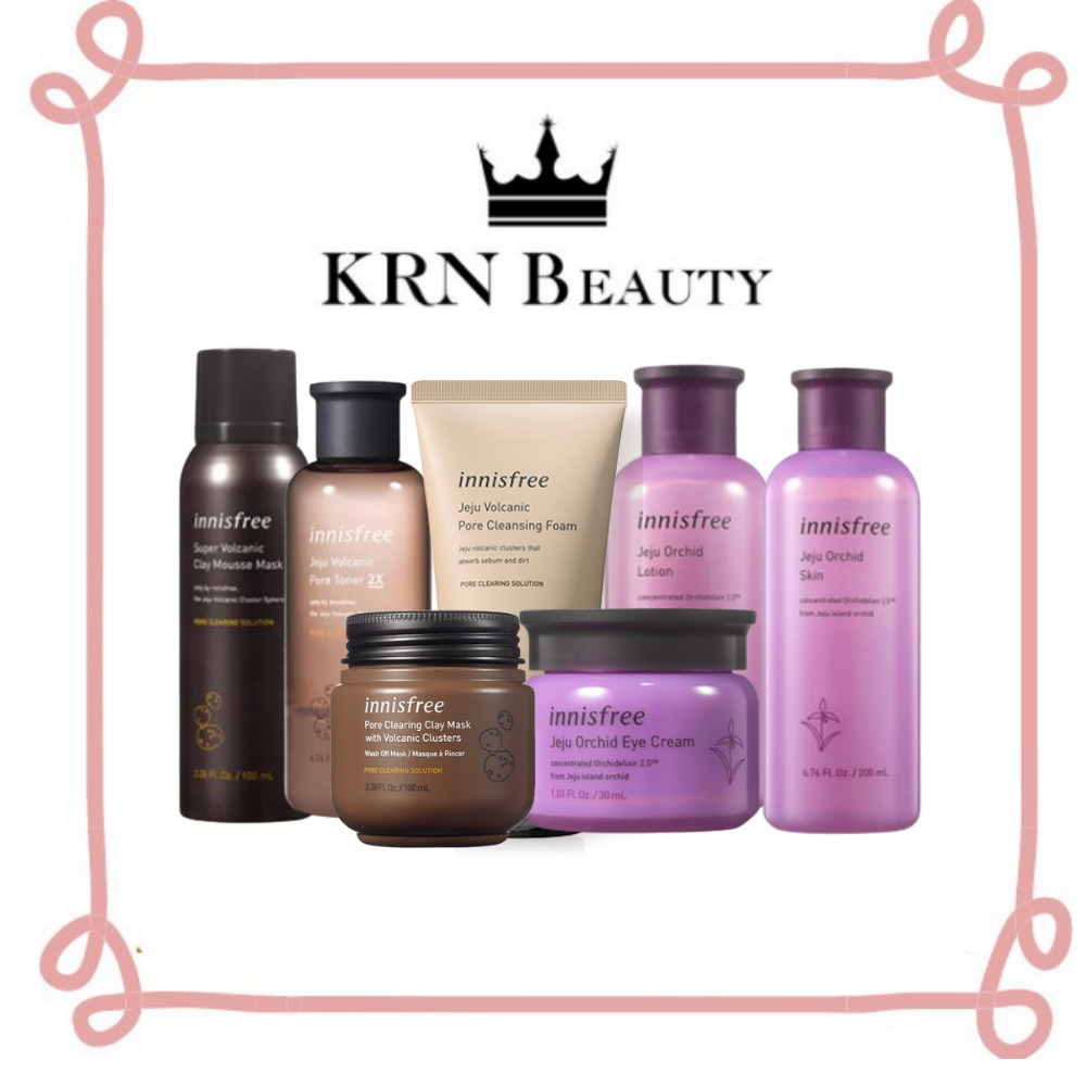 Gambar Best Selling Innifress Jeju Orchid and Jeju Volcanic Series [Foam Cleanser+ Mousse Mask+ Clay Mask+Lotion+Toner]