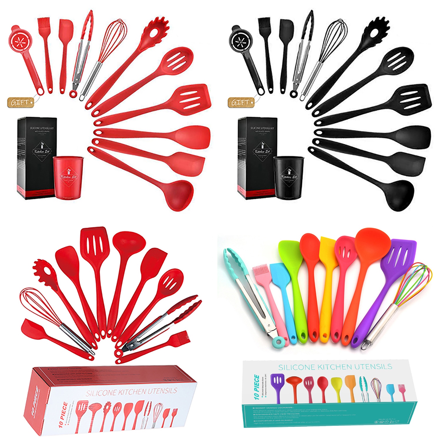 Gambar Silicone Cooking Utensils Set Kitchenware Brush Clip Spoon Spatula Ladle Egg Beaters Kitchen Utensils Set 10 11Pcs Cooking Tools