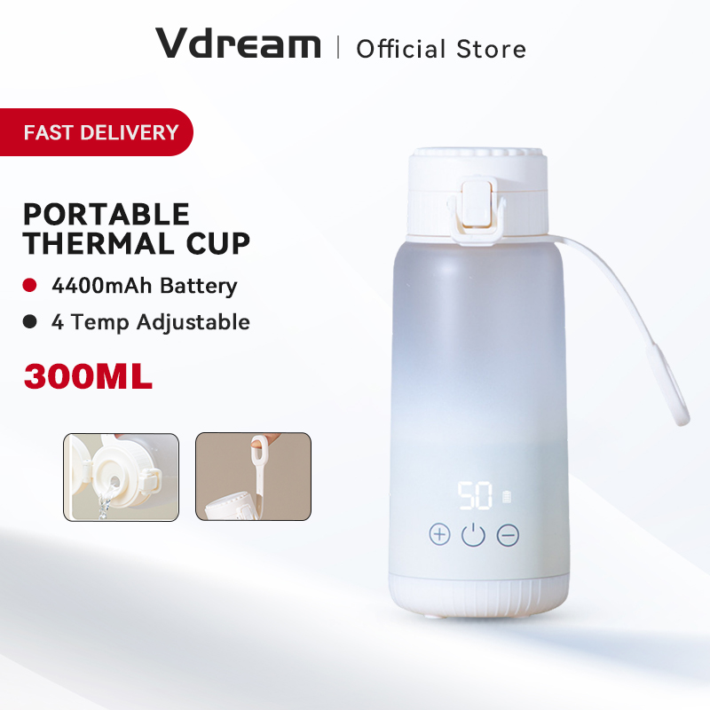 Vdream 300ML Electric Hot Water Cup Travel Portable Kettle Heating Cup for Coffee Tea Milk Soup Thermal Cup Water Bottle with 4400mAh Battery Baby Milk Thermostatic Cup with LED Display ราคา 2,699 บาท*ส่งฟรี