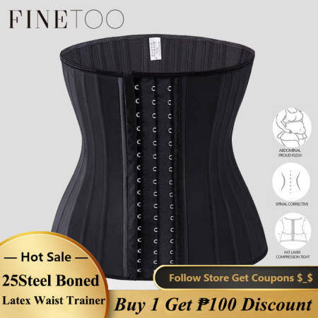 FINETOO Latex Waist Trainer Corset - Slimming Body Shaper