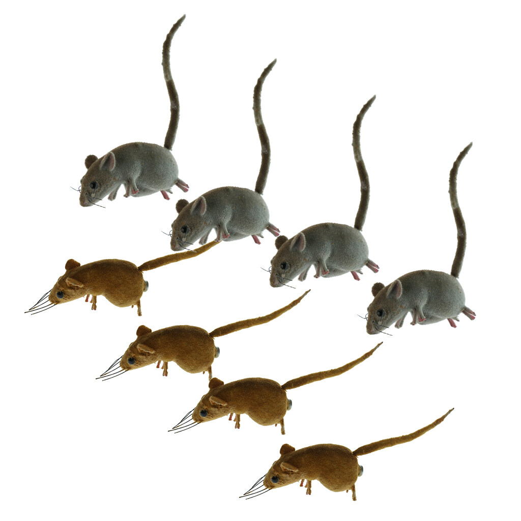 6Pcs Clay Miniature Mouse Figurines Micro Landscape Garden Patio Tree Decor 