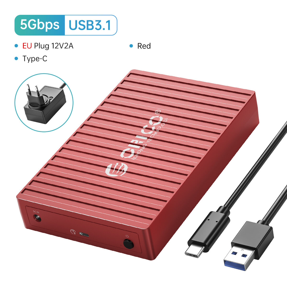 Orico Retro 3.5Inch SATA Để Loại C USB 3.1 vỏ HDD Cho 2.5/3.5 "HDD/SSD Với Auto-Ngủ 12V/2A Bộ chuyển