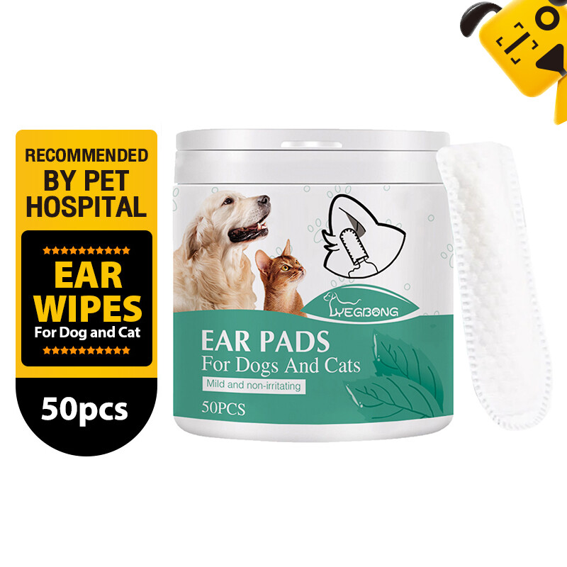 Pet Ear Cleaning Soothing Dog Ear Cleaner 50pcs Gentle Ear Cleaning Pads for Effective Earwax Removal Improved Hearing ราคา 155 บาท*ส่งฟรี