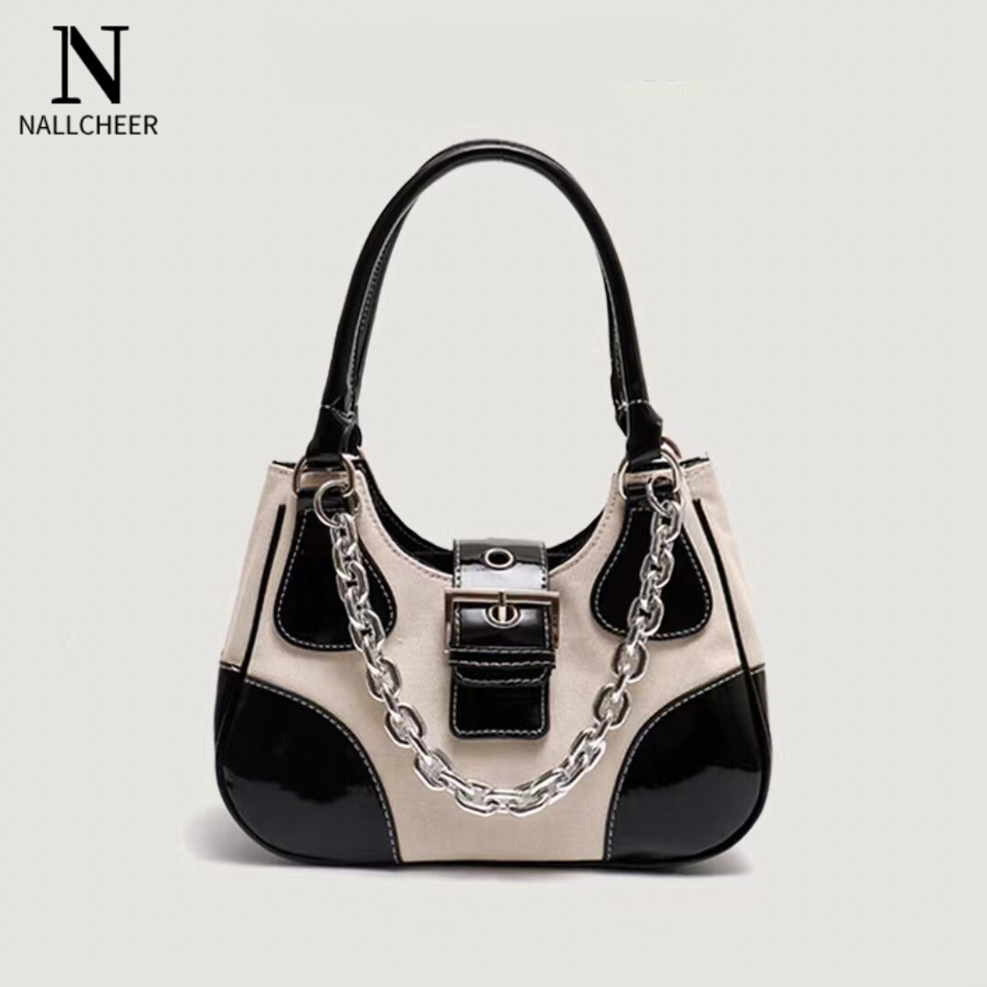 Nallcheer_ túi đeo chéo cho nữ tuid đeo chéo túi kẹp nách nữ túi xách nữ túi đeo vai túi xách vải bố da bóng cổ điển thời trang trang trí dây xích túi xách đeo chéo nữ