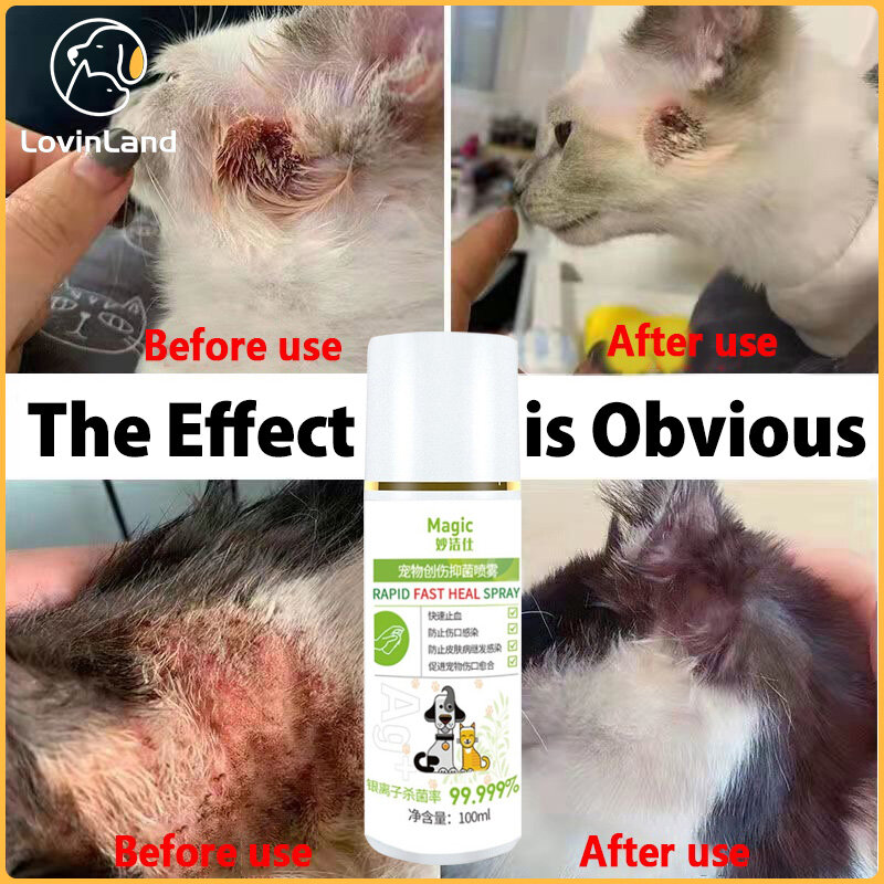 100ml Pet vết thương phun cho chó mèo chữa lành vết thương phun kháng nấm và kháng khuẩn vết thương sửa chữa