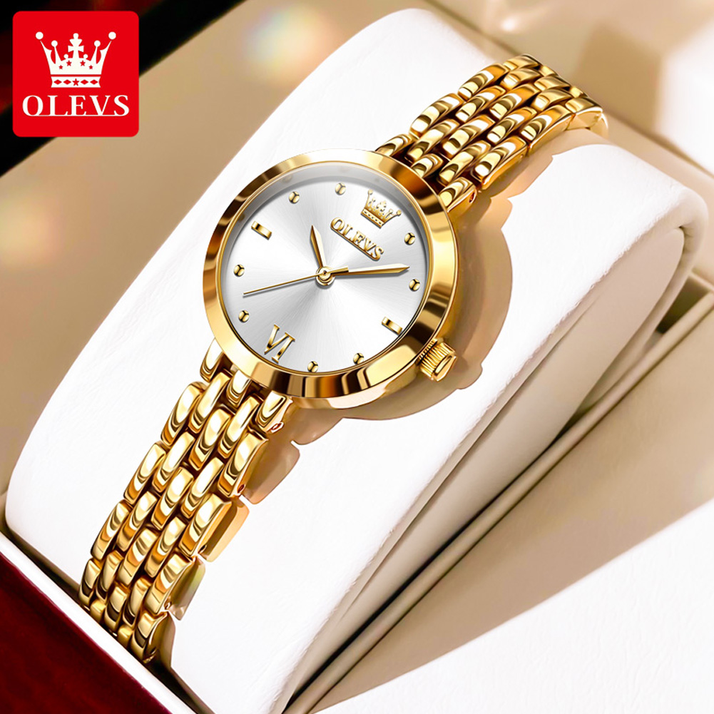 OLEVS Women's Watch Ultra Thin Ultra Light Elegant Cute Gold Watch Waterproof Quartz Luminous Stainless Steel Strap Exquisite Watch Box ราคา 509 บาท*ส่งฟรี