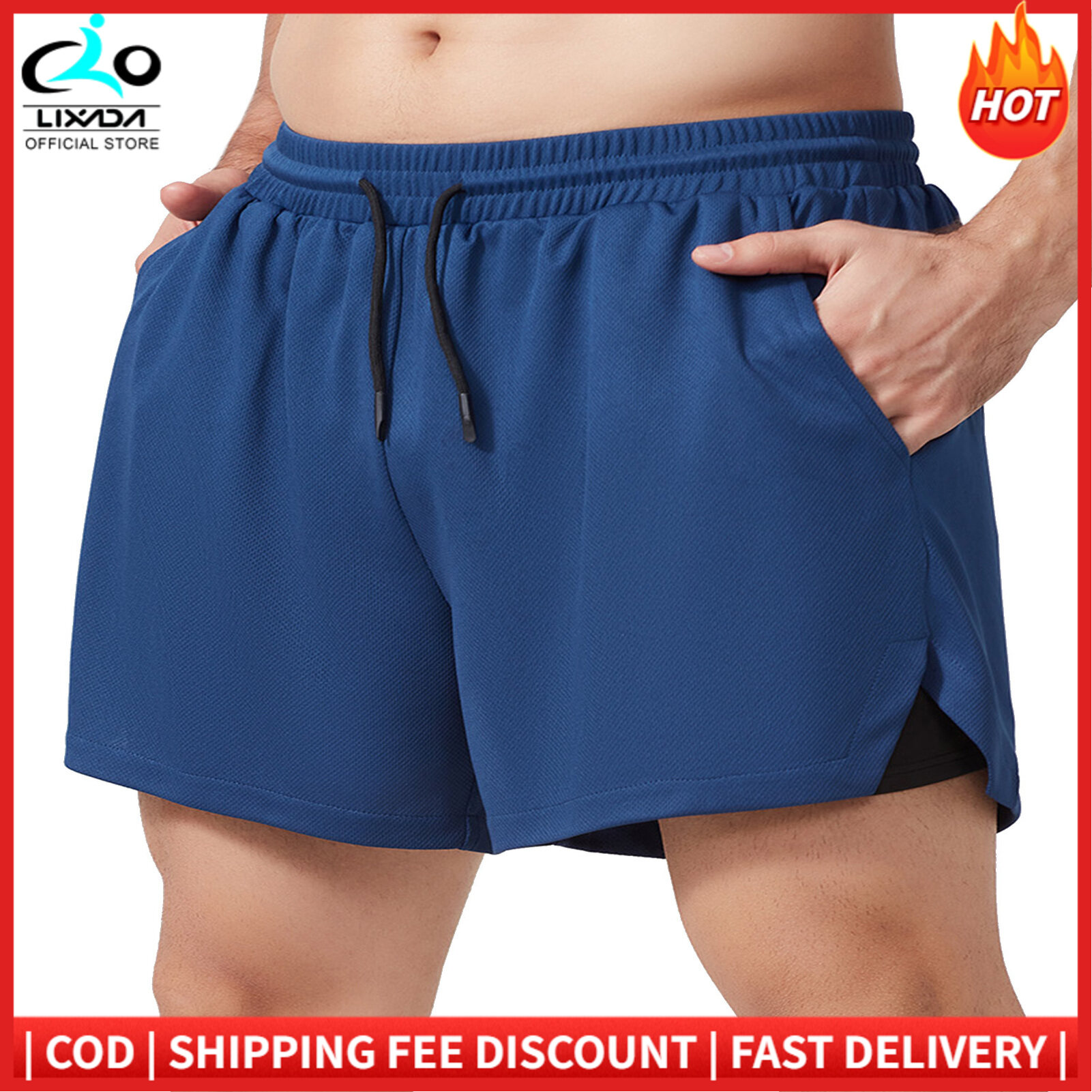 Men Sports Shorts with Liner 2-in