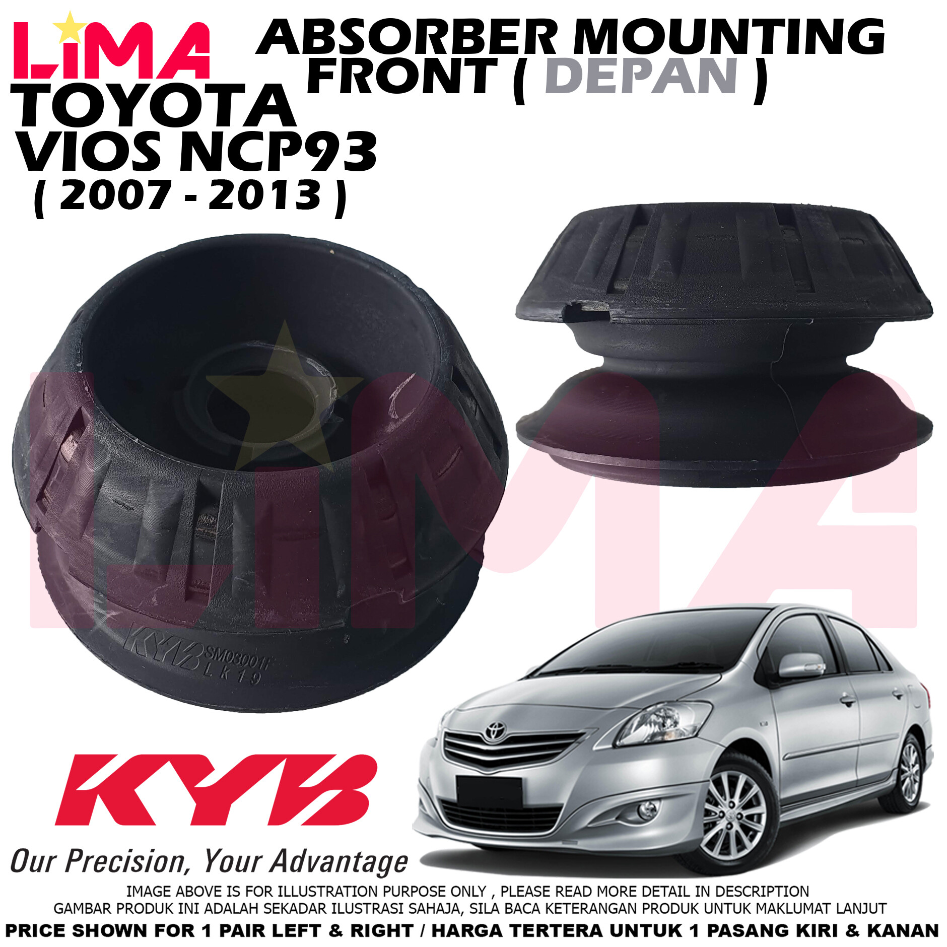 1pair Toyota Vios Ncp93 Rear Shock Absorber Heavy Duty Rs Ultra Kayaba Kyb 2007 2012 Lazada