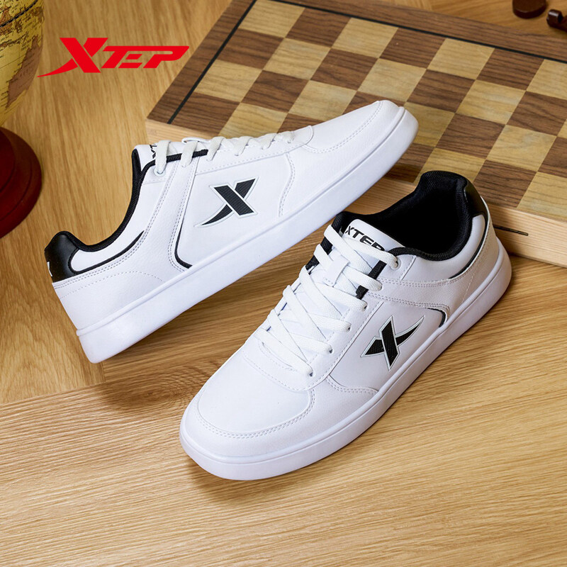 Xtep Men's Shoes Casual Sneaker Skateboard Shoes Men Solid Color White Shoes 983219319266