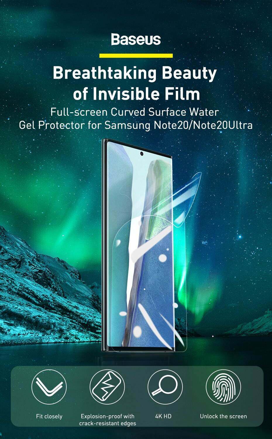 Bộ 2 Miếng dán màn hình ppf Silicon Samsung Galaxy Note 20 - Note 20 Ultra siêu mỏng 0.15mm hiệu Baseus Soft Screen