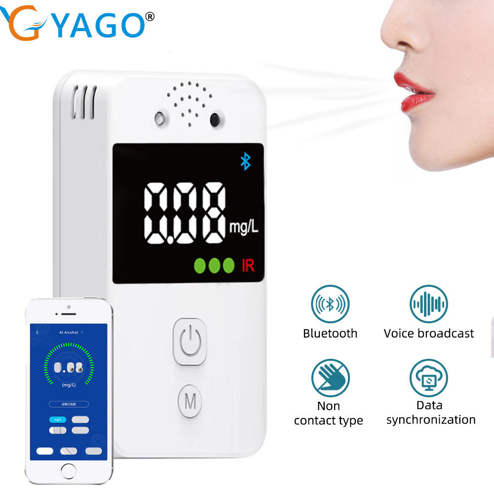 Rcyago máy đo nồng độ cồn bluetooth led kỹ thuật số máy đo nồng độ cồn hơi thở máy dò nồng độ cồn cho máy điều khiển, đồn cảnh sát, dui
