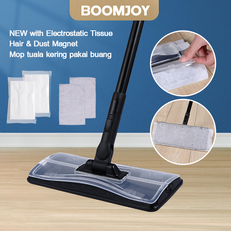 BOOMJOY Electrostatic Flat Mop with Disposable Dry Tissue& towel pad 静电拖把 ราคา 250 บาท*ส่งฟรี