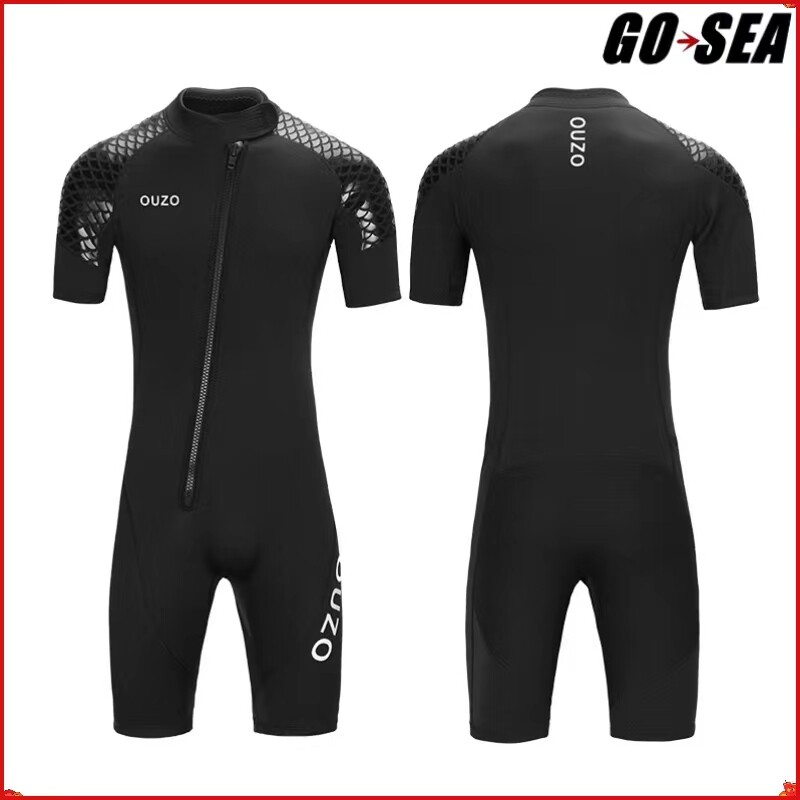OUZO 3MM Neoprene Wetsuit Men  And Women Keep Warm Swimming Scuba Diving Bathing Suit Short Sleeve Triathlon Wetsuit for Surf Snorkeling