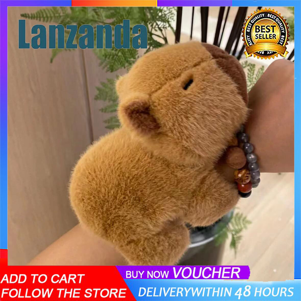 Capybara Thú nhồi bông động vật dễ thương Vòng đeo tay kiểu vỗ Kawaii capybara Thú nhồi bông plushie