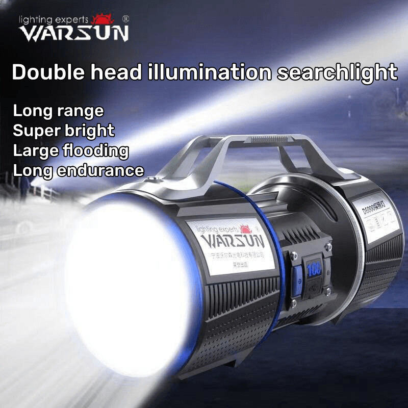 Warsun d6000 Đèn pin Led có thể sạc lại Spotlight đèn pin 5000 cao lumens cầm tay Spotlight Đèn pha rọi LED với dây đeo vai và đầu ra USB cho trường hợp khẩn cấp, cúp, huntin