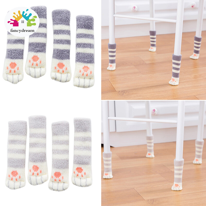 Fancydream 4 Pcs Cats Paw Chair Socks Anti Scratches Floor