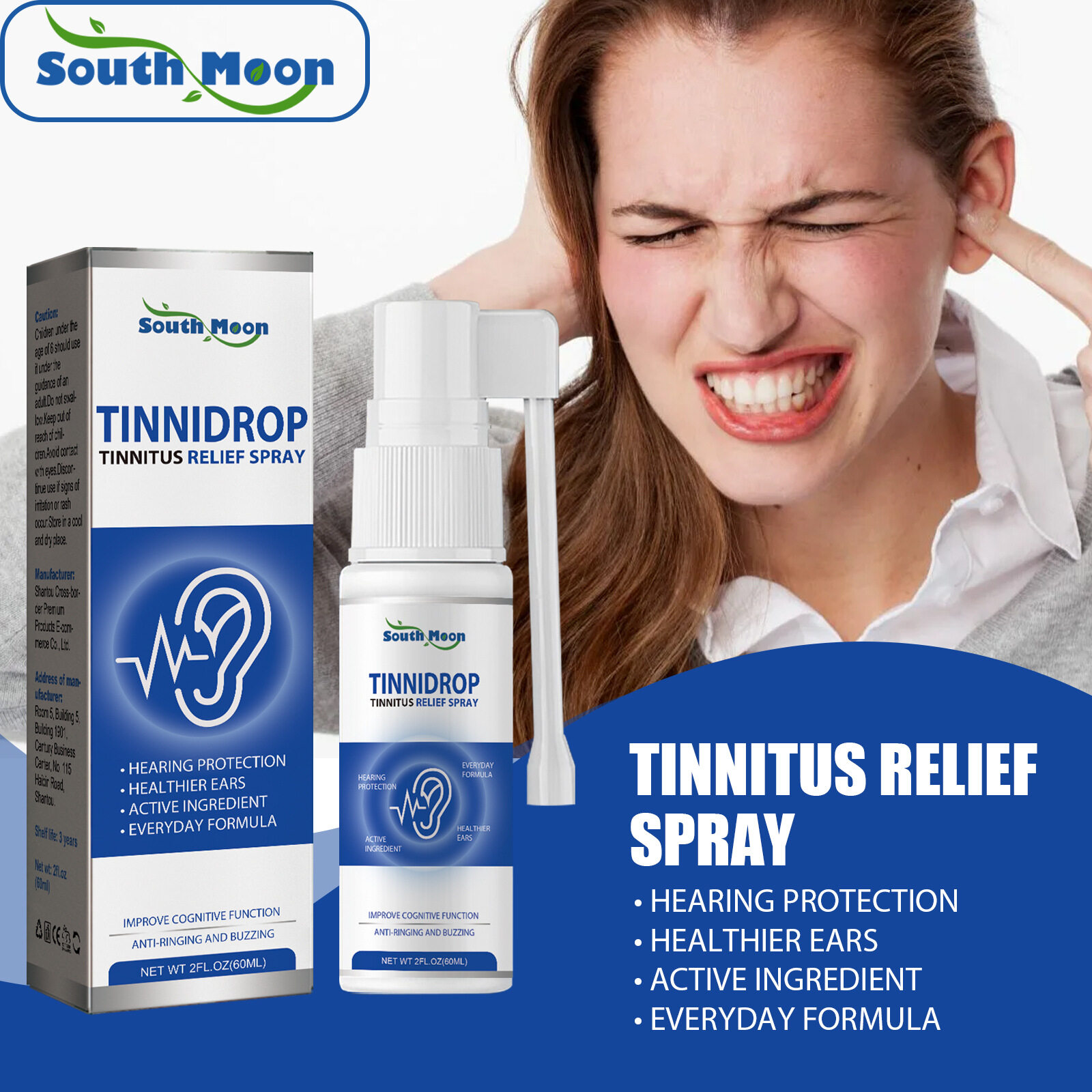 South Moon Tinnidrop Tinnitus Relief Spray Relieve Tinnitus Ear Back Ear