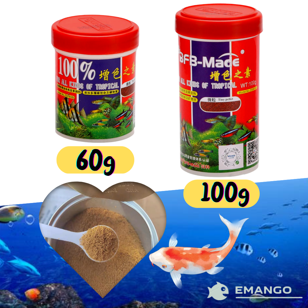 Elimango thức ăn tăng cường màu sắc cao cấp 60g 100g thức ăn cho cá guppy thức ăn cho cá cơm betta thức ăn cho cá con thức ăn dạng bột vi hạt cho cá nhiệt đới thức ăn cho cá